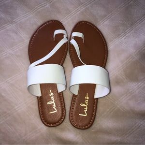 NIB Lulus Avena Flat Sandals White & Tan Size 8.5 Women’s